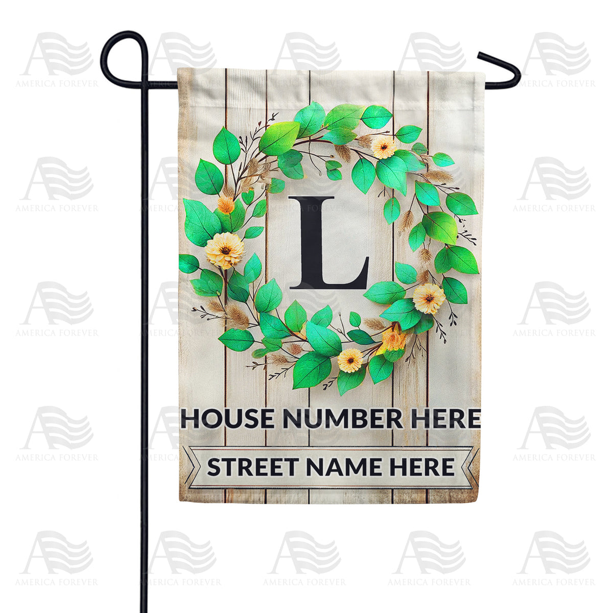 Personalized Monogram Spring Wreath Garden Flag