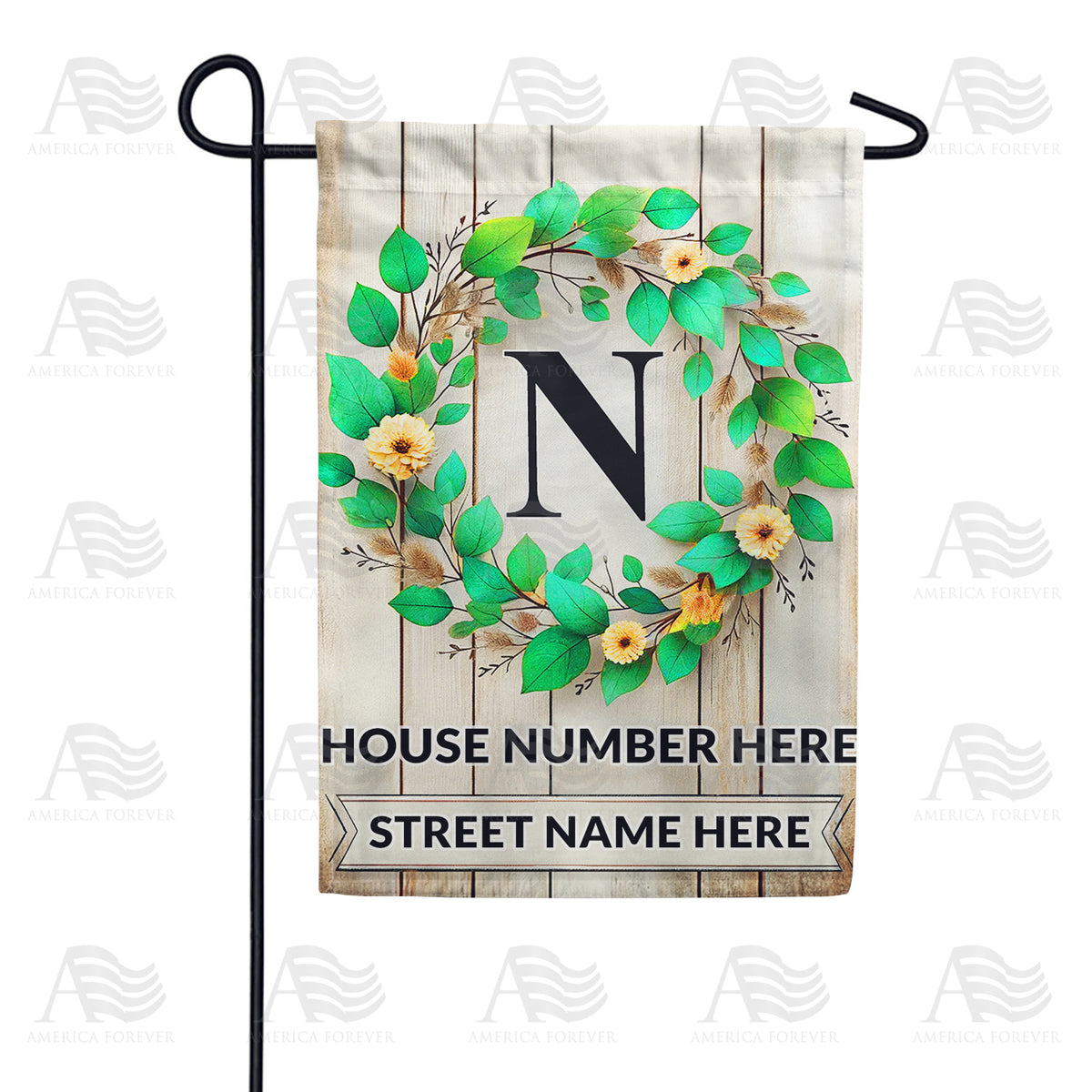 Personalized Monogram Spring Wreath Garden Flag