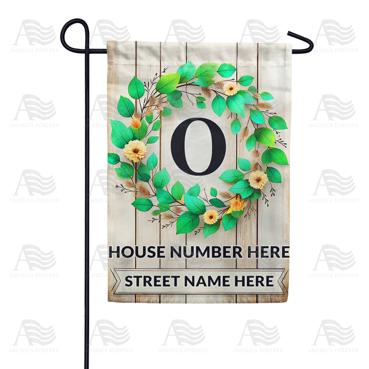 Personalized Monogram Spring Wreath Garden Flag
