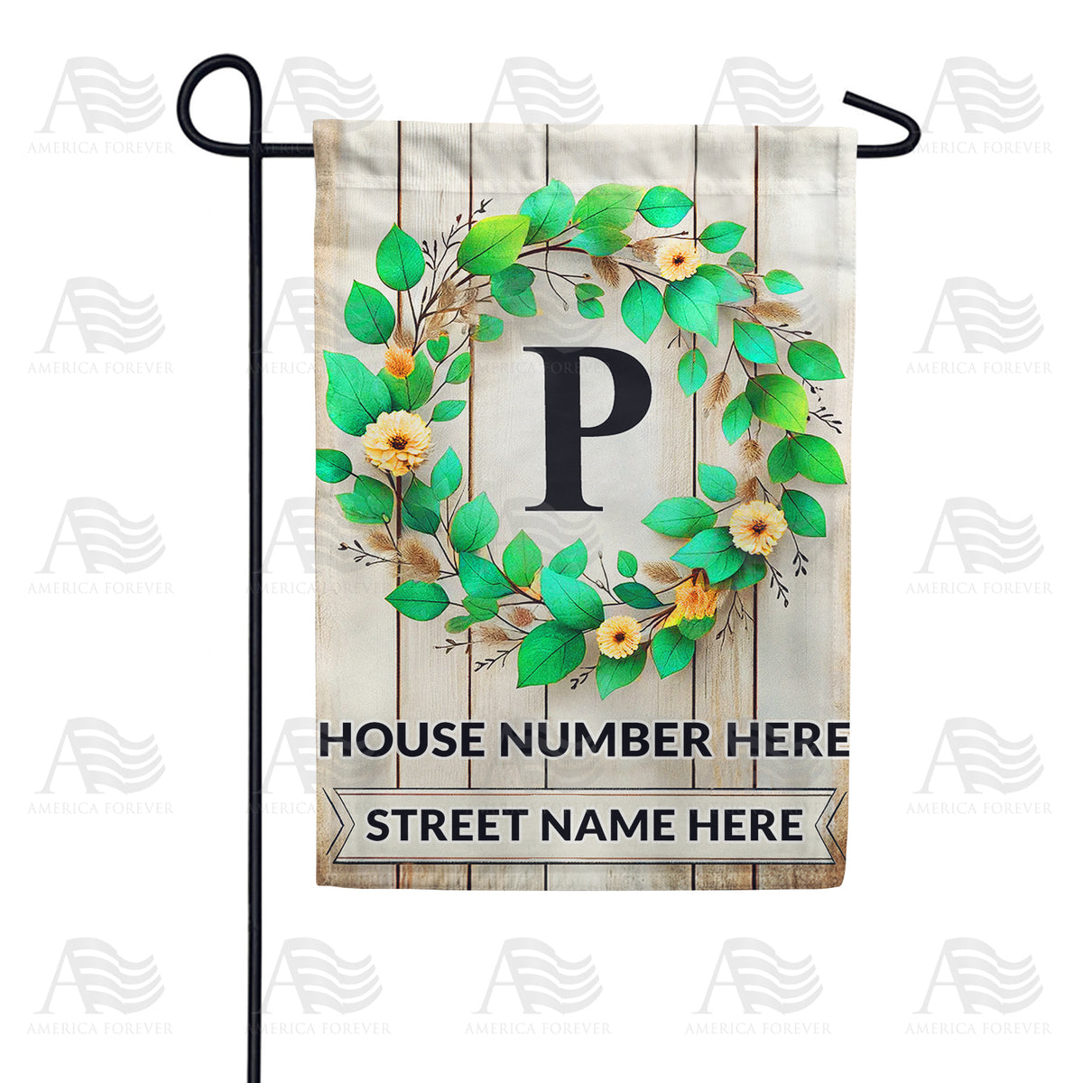 Personalized Monogram Spring Wreath Garden Flag