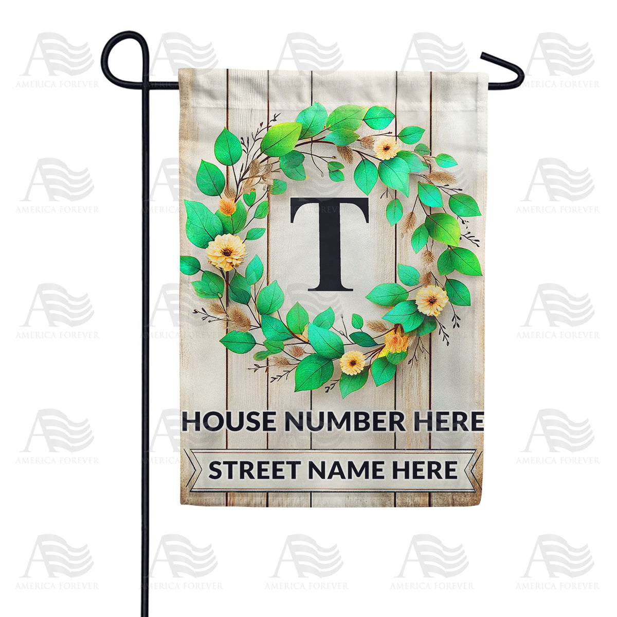 Personalized Monogram Spring Wreath Garden Flag