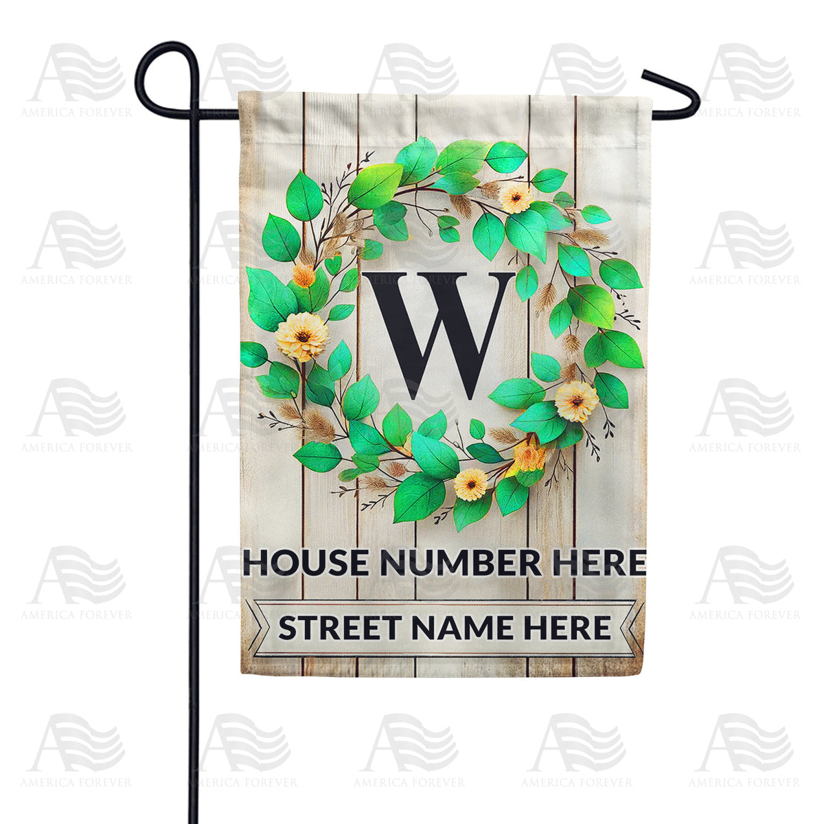 Personalized Monogram Spring Wreath Garden Flag