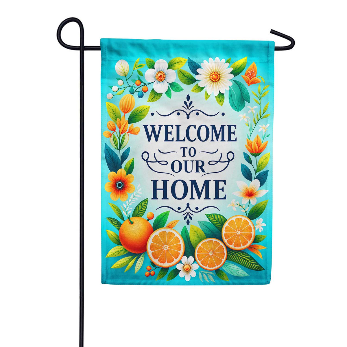 Welcome To Our Home Citrus Floral Garden Flag