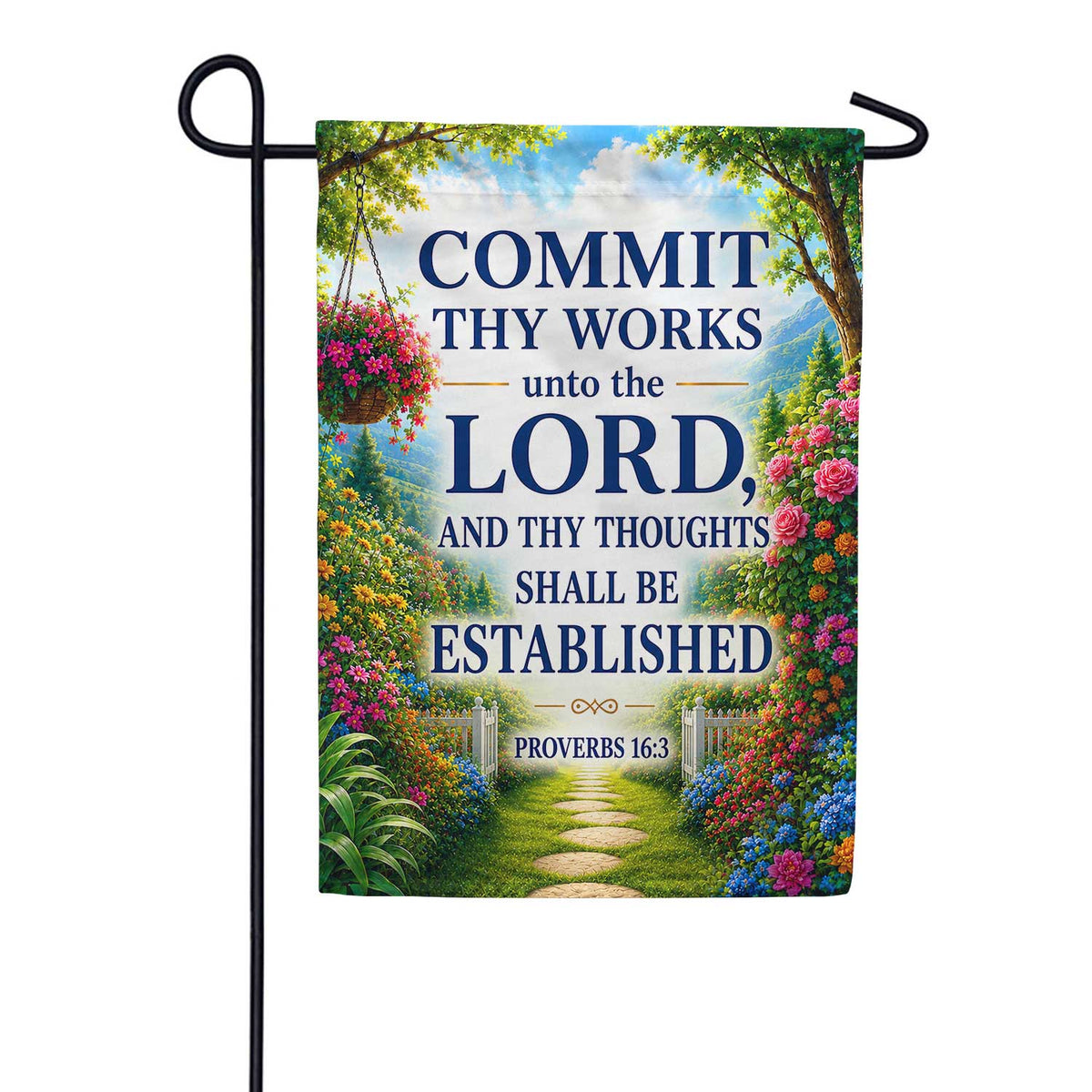 Proverbs 16:3 Commit Thy Works Garden Flag