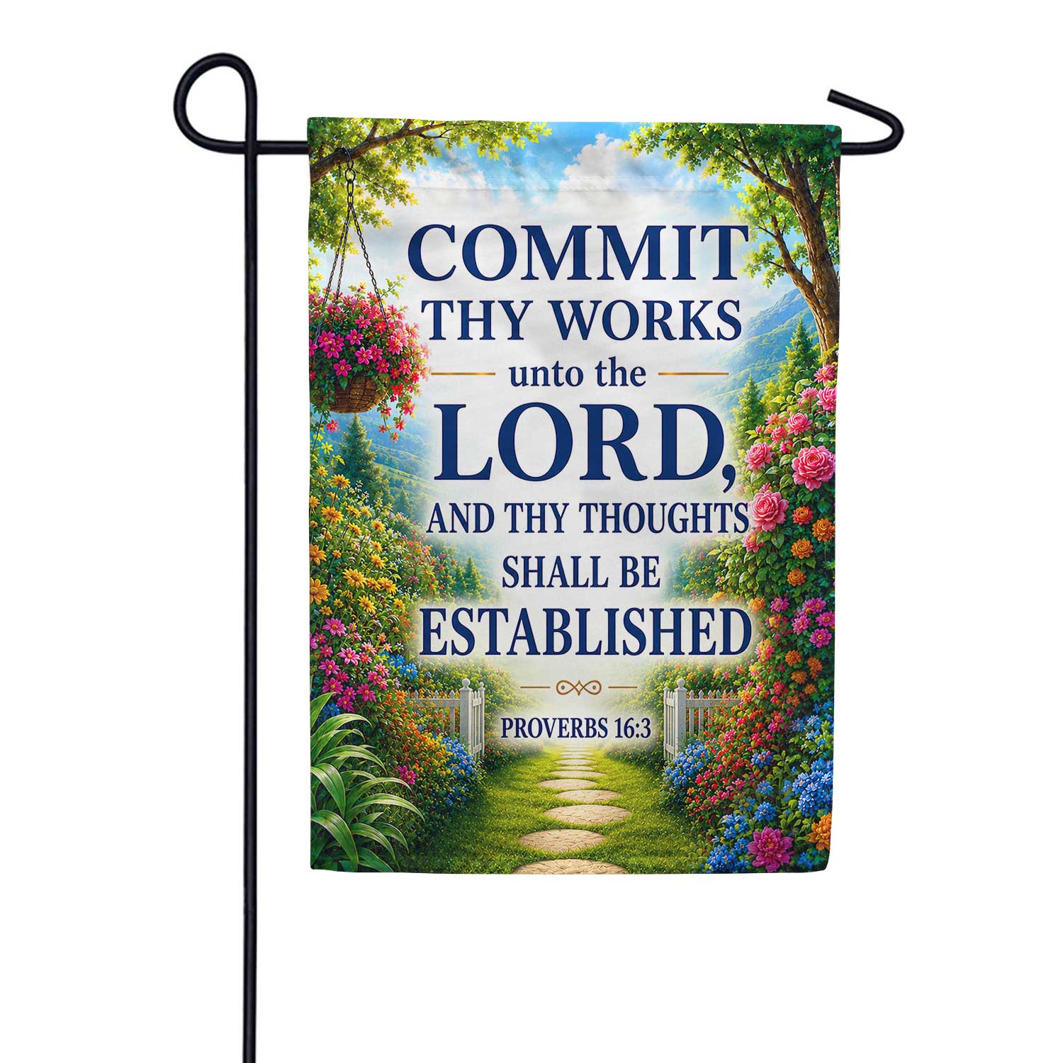 Proverbs 16:3 Commit Thy Works Garden Flag