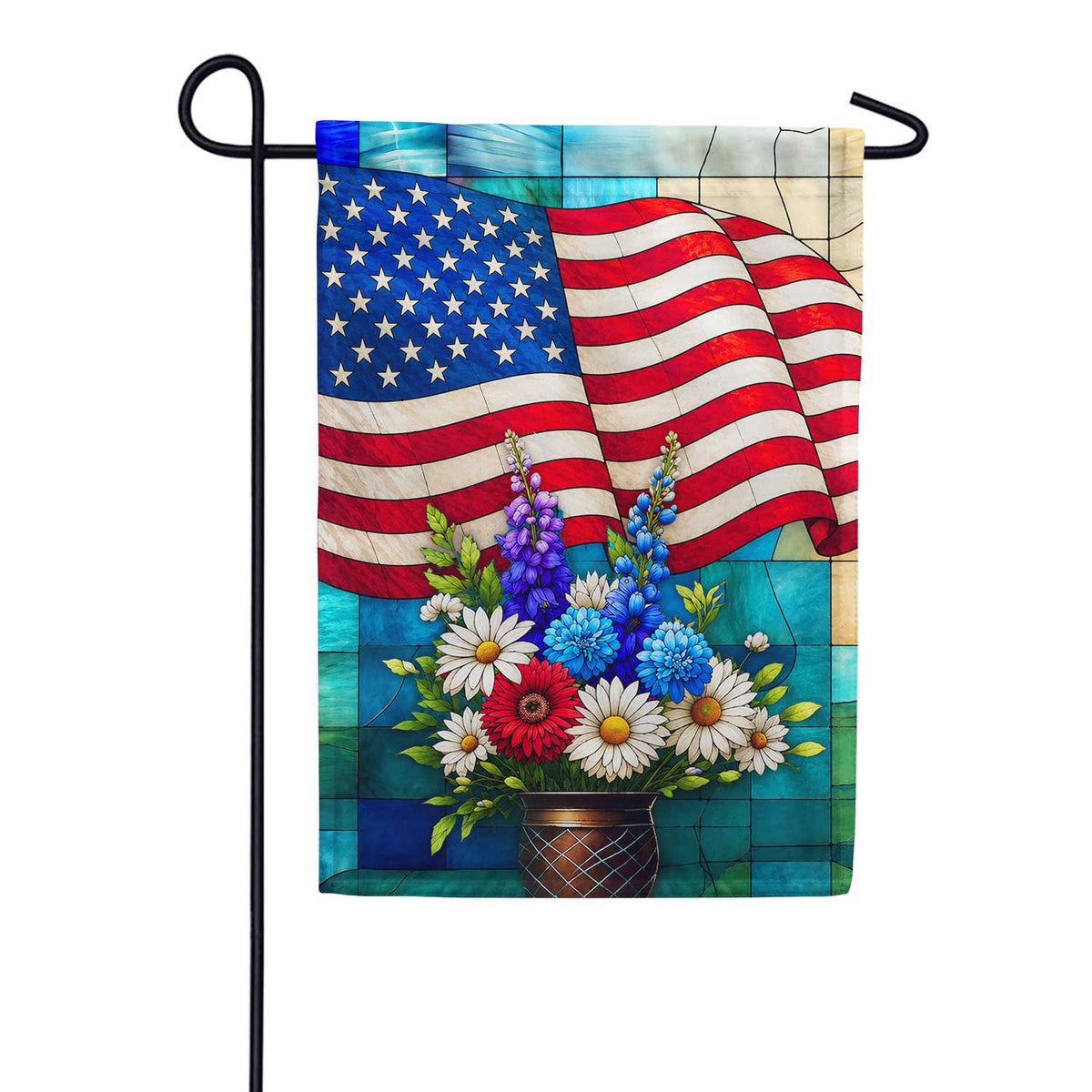 Patriotic Stained Glass American Flag Garden Flag