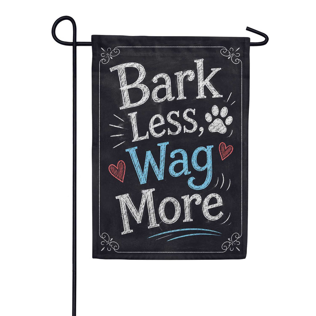 Bark Less Wag More Dog Paw Chalkboard Garden Flag