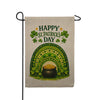 America Forever Happy St. Patrick's Day Rainbow Pot of Gold Burlap Garden Flag