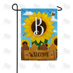 Sunflower Welcome Monogram Double Sided Garden Flag