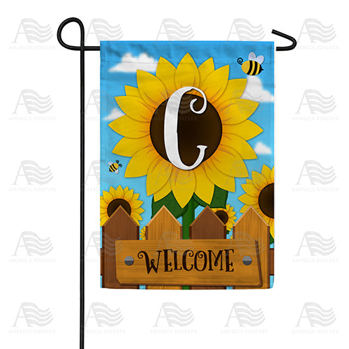 Sunflower Welcome Monogram Double Sided Garden Flag