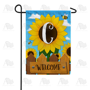 Sunflower Welcome Monogram Double Sided Garden Flag