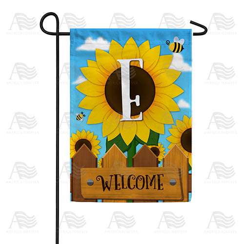 Sunflower Welcome Monogram Double Sided Garden Flag