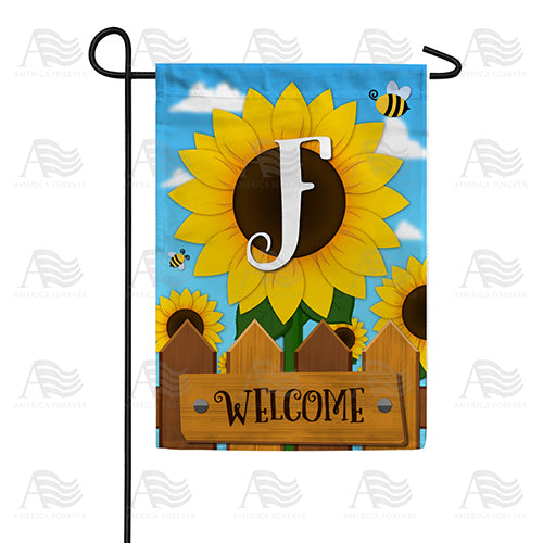 Sunflower Welcome Monogram Double Sided Garden Flag
