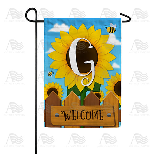 Sunflower Welcome Monogram Double Sided Garden Flag