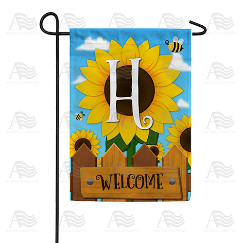Sunflower Welcome Monogram Double Sided Garden Flag