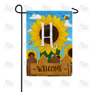 Sunflower Welcome Monogram Double Sided Garden Flag