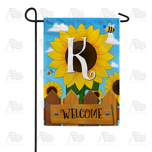 Sunflower Welcome Monogram Double Sided Garden Flag