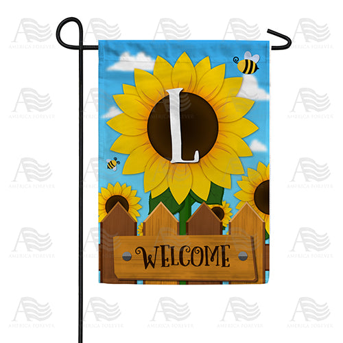 Sunflower Welcome Monogram Double Sided Garden Flag