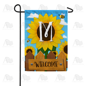 Sunflower Welcome Monogram Double Sided Garden Flag