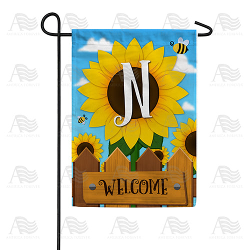 Sunflower Welcome Monogram Double Sided Garden Flag