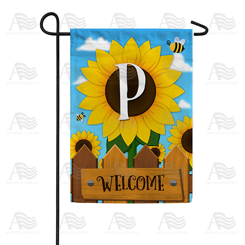 Sunflower Welcome Monogram Double Sided Garden Flag