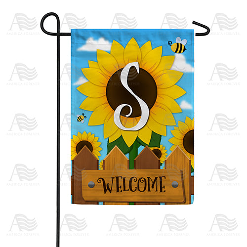 Sunflower Welcome Monogram Double Sided Garden Flag