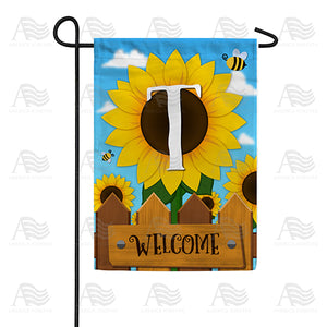 Sunflower Welcome Monogram Double Sided Garden Flag