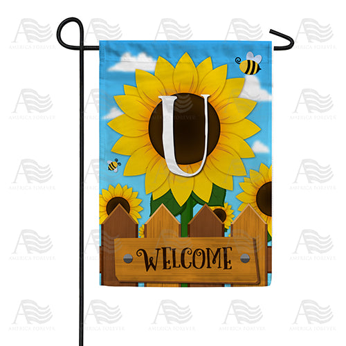 Sunflower Welcome Monogram Double Sided Garden Flag