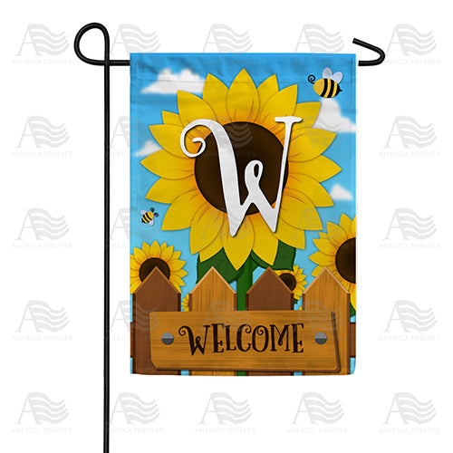 Sunflower Welcome Monogram Double Sided Garden Flag