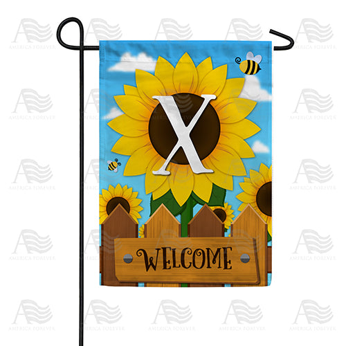 Sunflower Welcome Monogram Double Sided Garden Flag