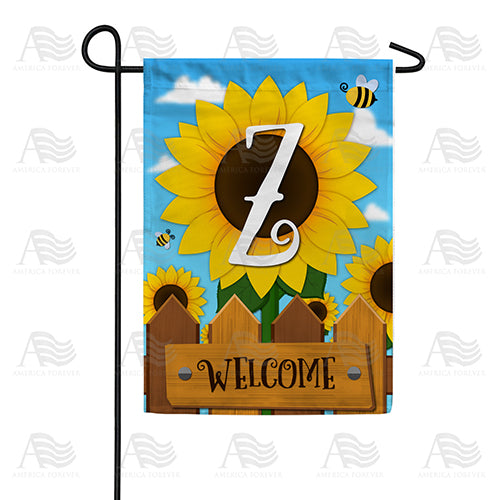Sunflower Welcome Monogram Double Sided Garden Flag