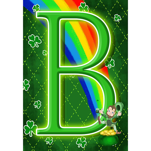 Leprechaun Rainbow Monogram Garden Flag