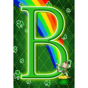 Leprechaun Rainbow Monogram Garden Flag