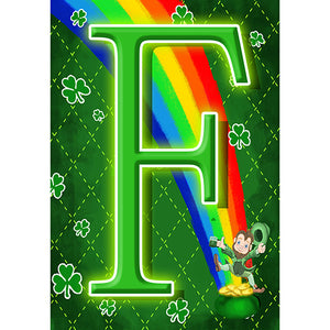 Leprechaun Rainbow Monogram Garden Flag