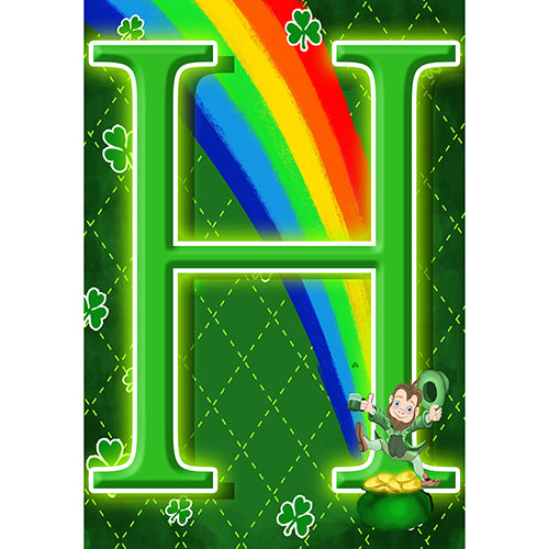 Leprechaun Rainbow Monogram Garden Flag