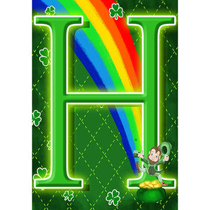 Leprechaun Rainbow Monogram Garden Flag