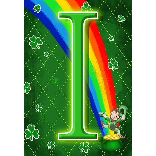 Leprechaun Rainbow Monogram Garden Flag