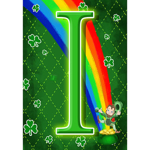 Leprechaun Rainbow Monogram Garden Flag