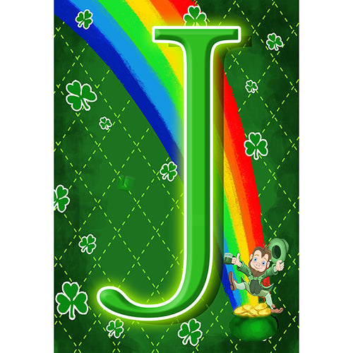 Leprechaun Rainbow Monogram Garden Flag