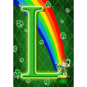 Leprechaun Rainbow Monogram Garden Flag