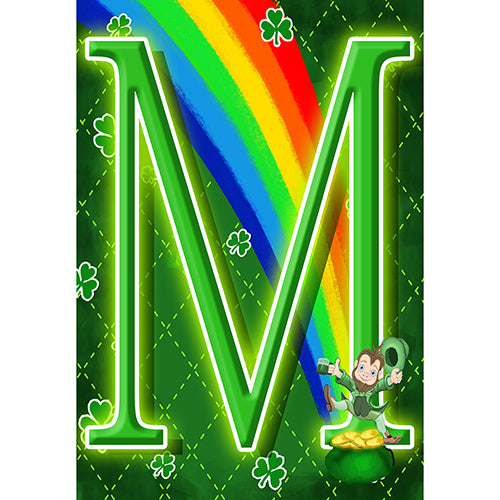 Leprechaun Rainbow Monogram Garden Flag