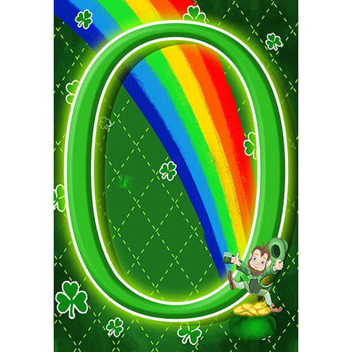 Leprechaun Rainbow Monogram Garden Flag