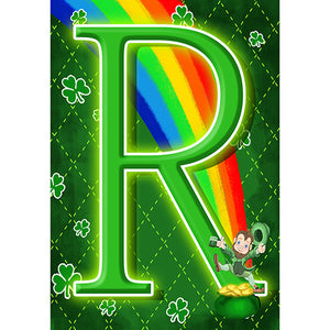 Leprechaun Rainbow Monogram Garden Flag
