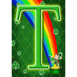 Leprechaun Rainbow Monogram Garden Flag