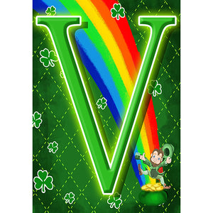 Leprechaun Rainbow Monogram Garden Flag
