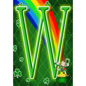 Leprechaun Rainbow Monogram Garden Flag