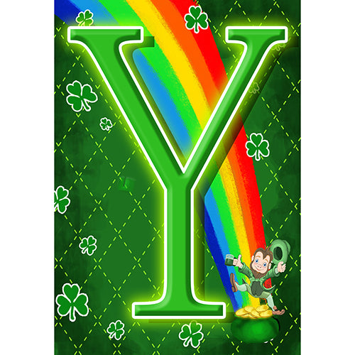 Leprechaun Rainbow Monogram Garden Flag