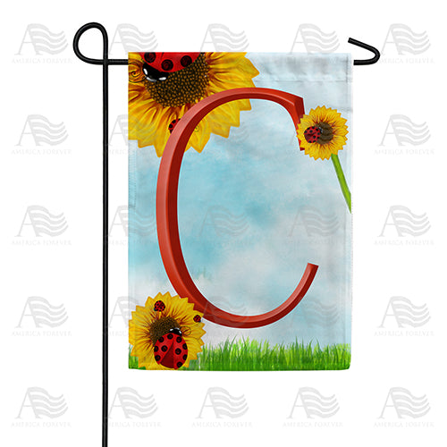 Ladybugs and Sunflowers Monogram Garden Flag