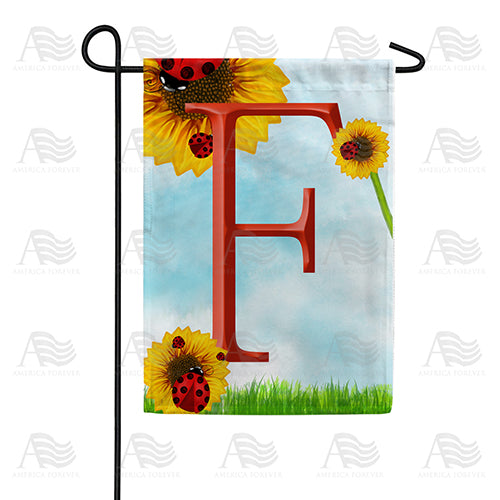 Ladybugs and Sunflowers Monogram Garden Flag