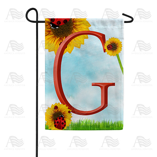 Ladybugs and Sunflowers Monogram Garden Flag